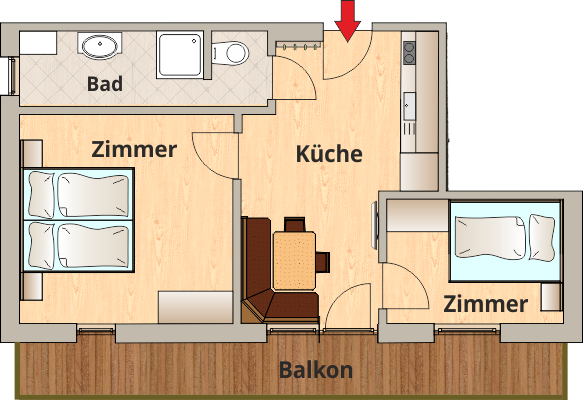 Skizze Appartement Untertal